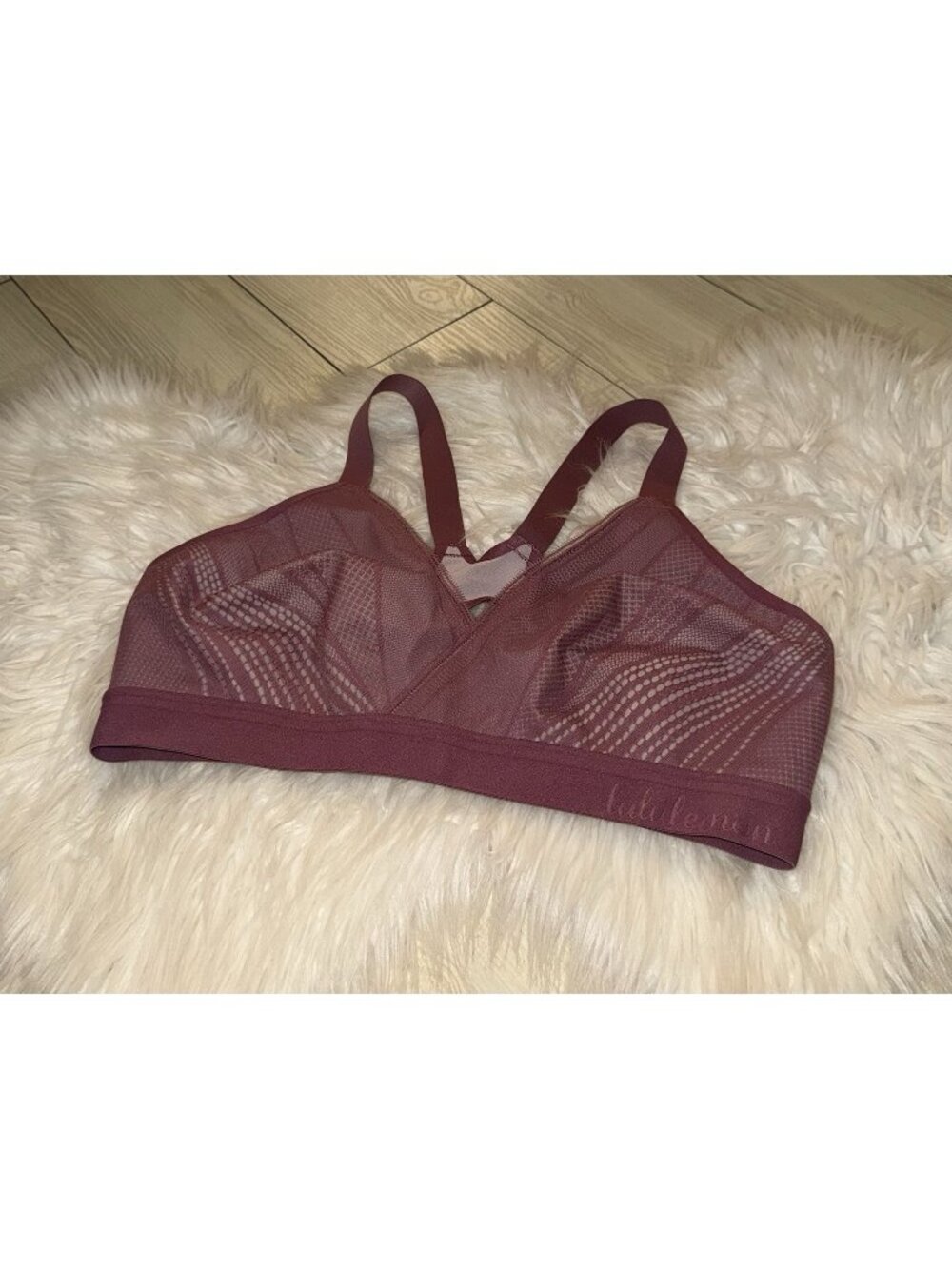 Lululemon Awake To Lace Sports Bra Wire Free Womens 38D Plumful Smoky Blush New